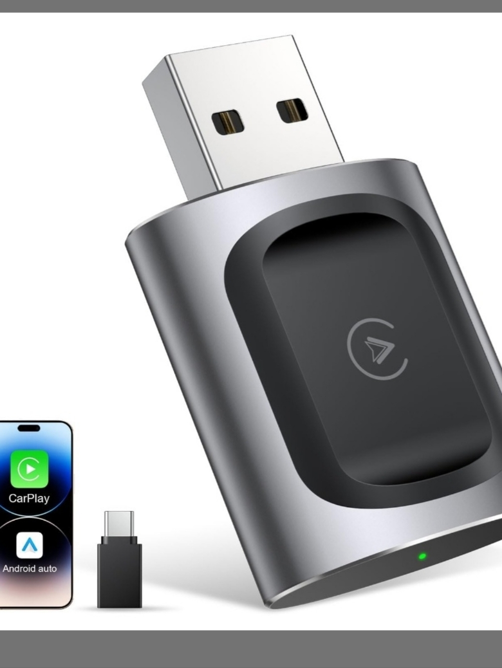 AURORALINK Wireless USB CarPlay/Android Auto Adapter - Space Gray & Black